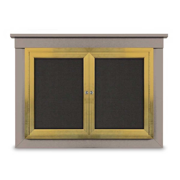 36"x36" 1-Door Enclosed Letterboard, Header, Black Vinyl/Cherry